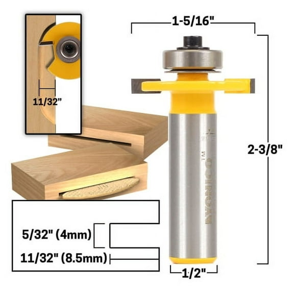 #0 Biscuit Joint Slot Cutter Router Bit - 1/2" Shank - Yonico 14083