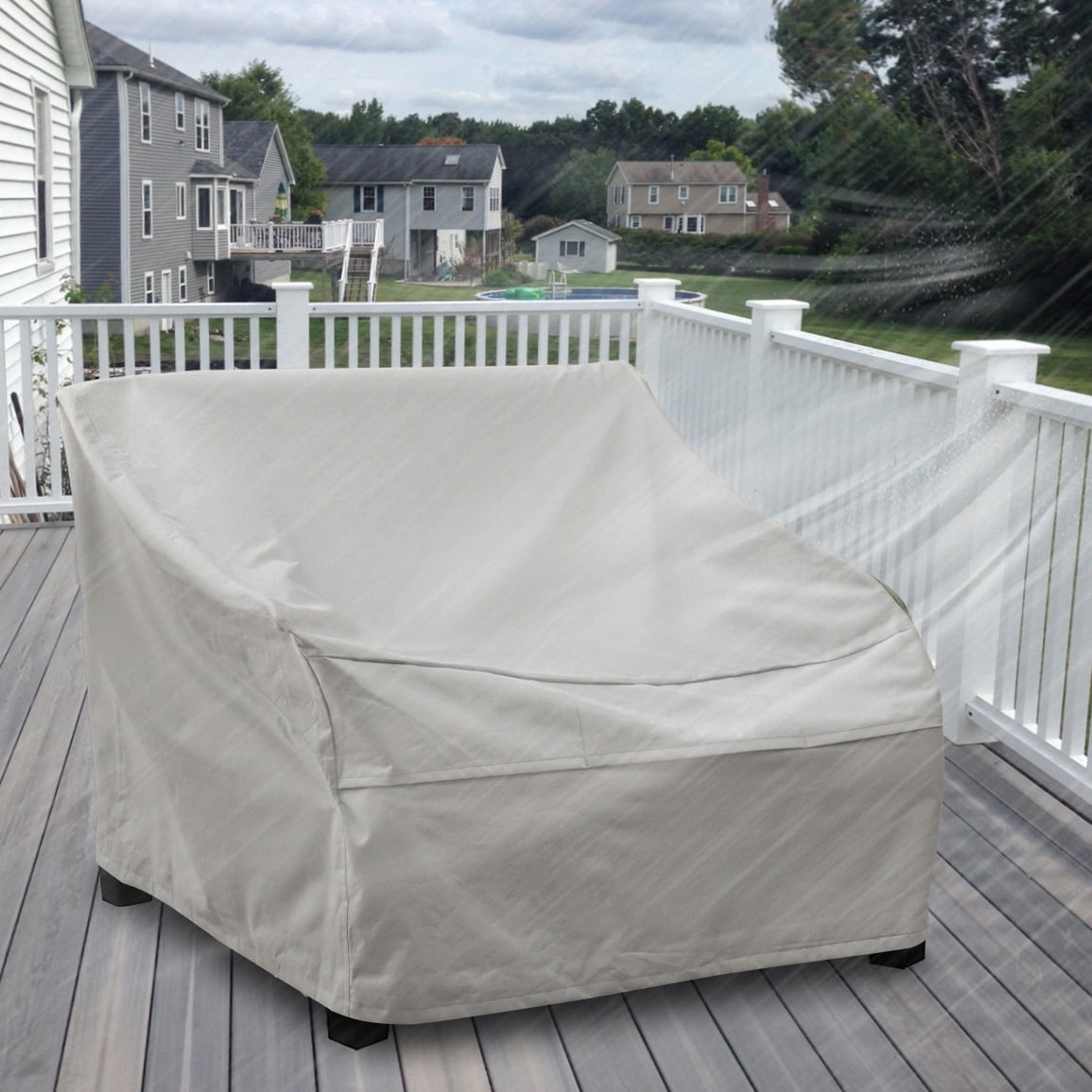 Phantoscope 2-Piece Waterproof Outdoor Patio Chair Covers, Weather-Resistant Furniture Protectors, Light Gray