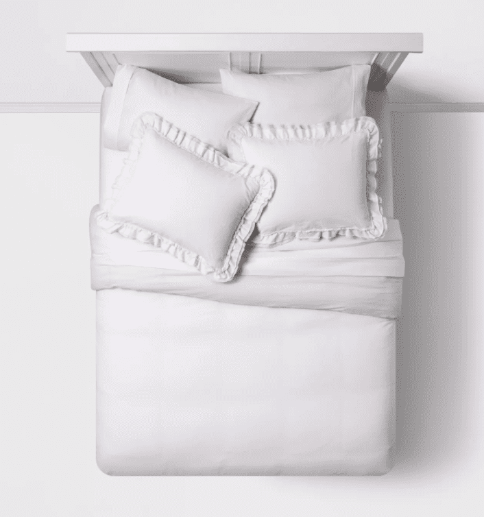 Simply Shabby Chic 3 Piece Linen Cotton Blend King Ruffle Edge Duvet Cover Set Com Simply Shabby Chic 3 Piece Linen Cotton, Shabby Chic King Linen Bedding