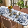 thumbnail image 3 of Watercolor Forest Blue Table Cloths for 8 Foot Rectangle Tables, Abstract Art Modern Trees Patio Waterproof Elastic Fitted Tablecloths, Washable Rectangular Table Cover for Camping, 3 of 8