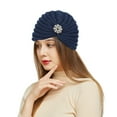 thumbnail image 3 of iHPH7 Skull Hat Skull Cap Beanie Winter Hats for Women Knitted Beanie Wool Hat Beenies Hats Slouchy Beanie Navy One Size, 3 of 5