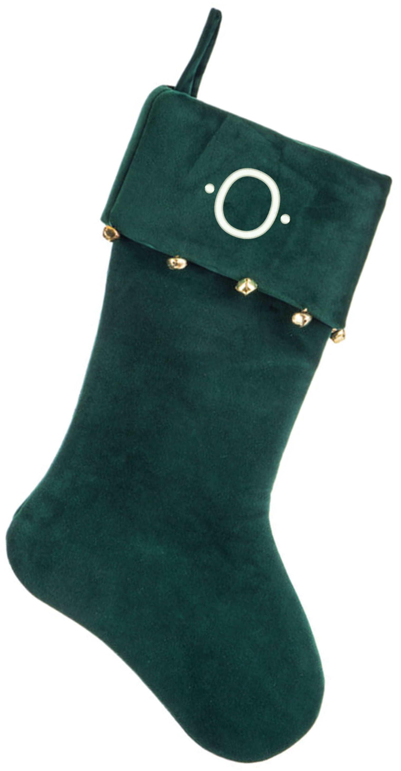 Monogrammed Christmas Stocking, Green Velvet with Bells - Walmart.com - Walmart.com