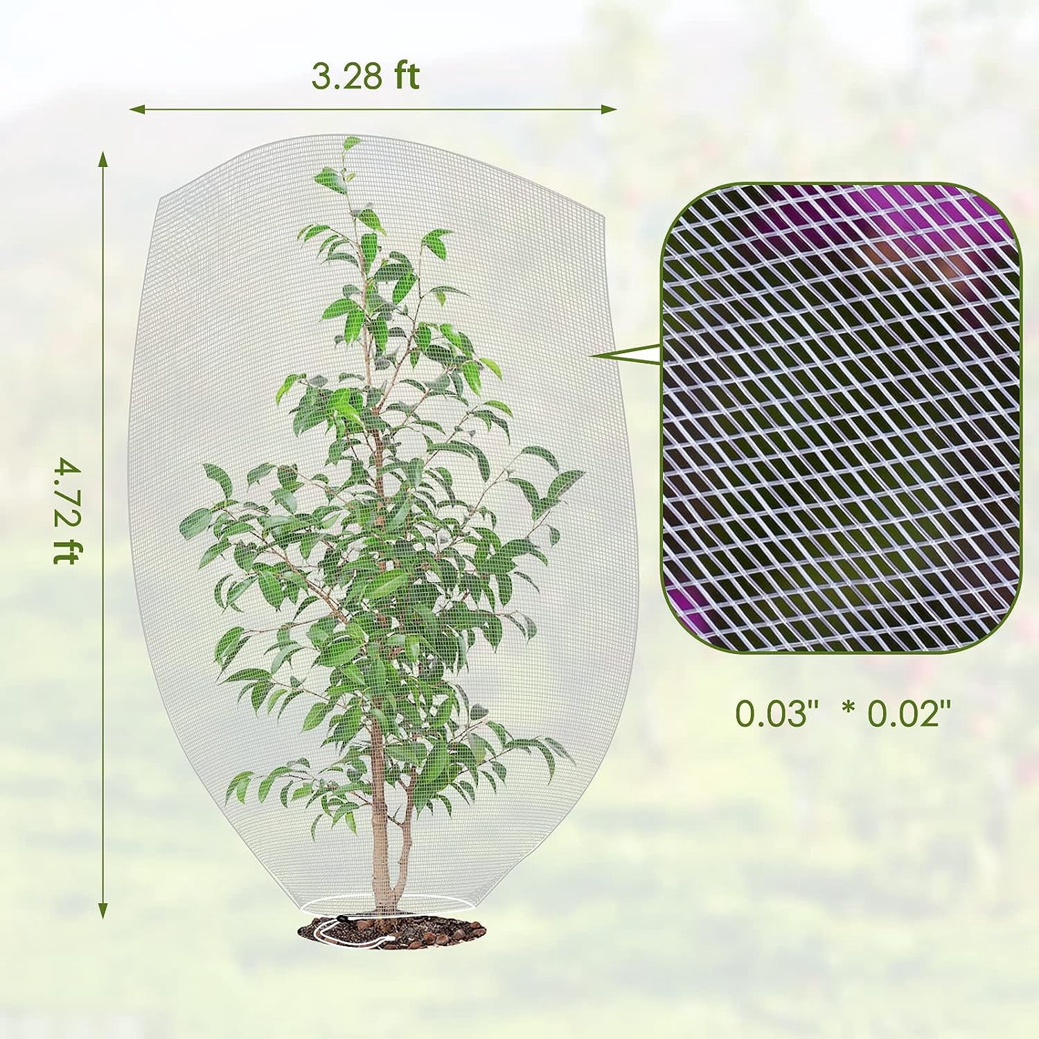 Mesh Plant Cover 3PCS Garden Netting Outdoor Netting for Tomato Plants Garden Bug Cover Bird Garden Fruit Tree (3.2 x 4.9 ft)