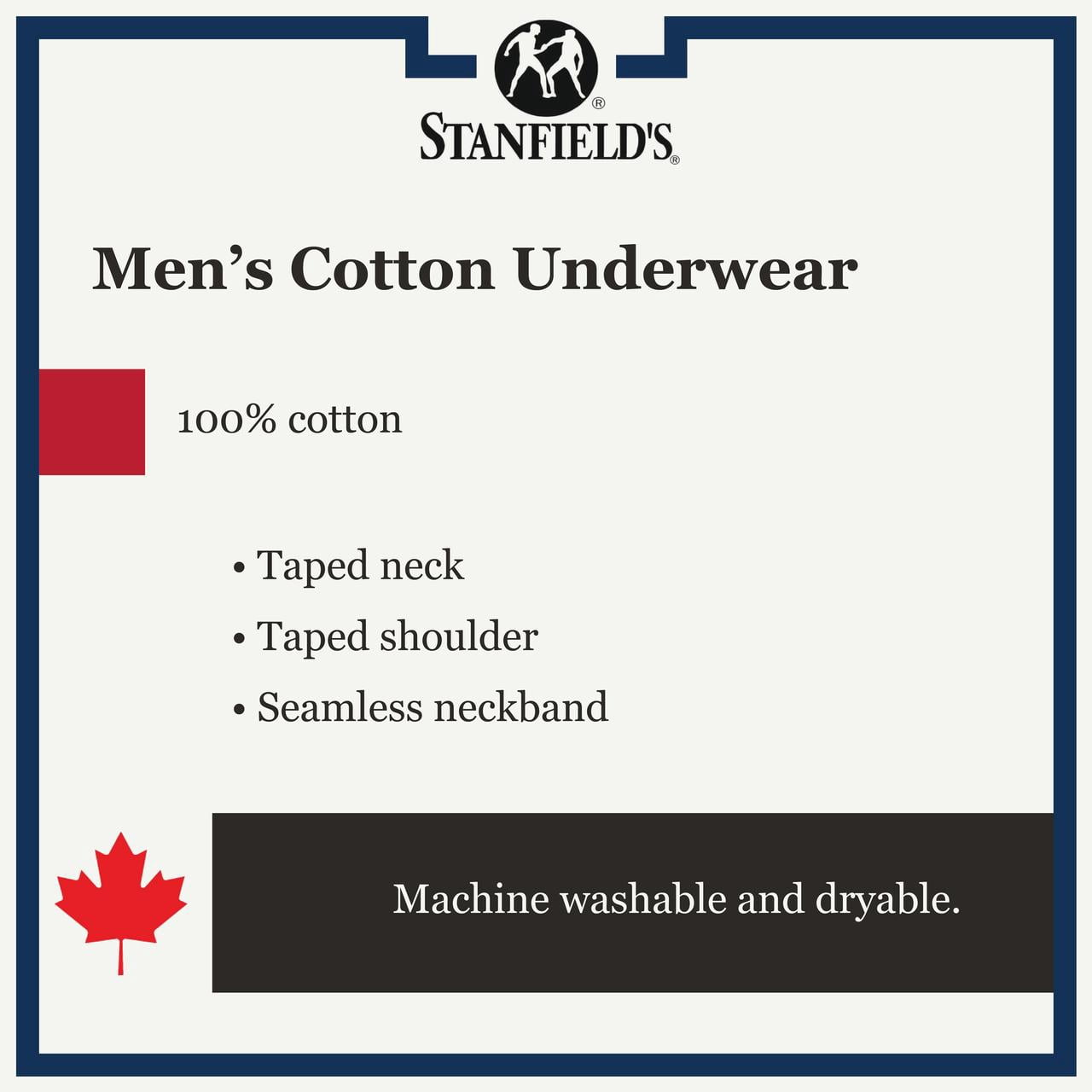 Stanfield's Men's 2 Pack Premium Cotton Crew Neck Undershirt