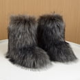 thumbnail image 4 of Botas Invierno A Media Pantorrilla Peludas Mujeres Zapatos Planos Al Aire Libre Peludos Y Esponjosos, 4 of 8