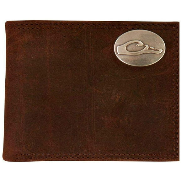 Drake Waterfowl Unisex Durable Compact Leather Bi-Fold Wallet with Metal Logo, 4 Card Slots, Flip ID Window & Bill Pocket