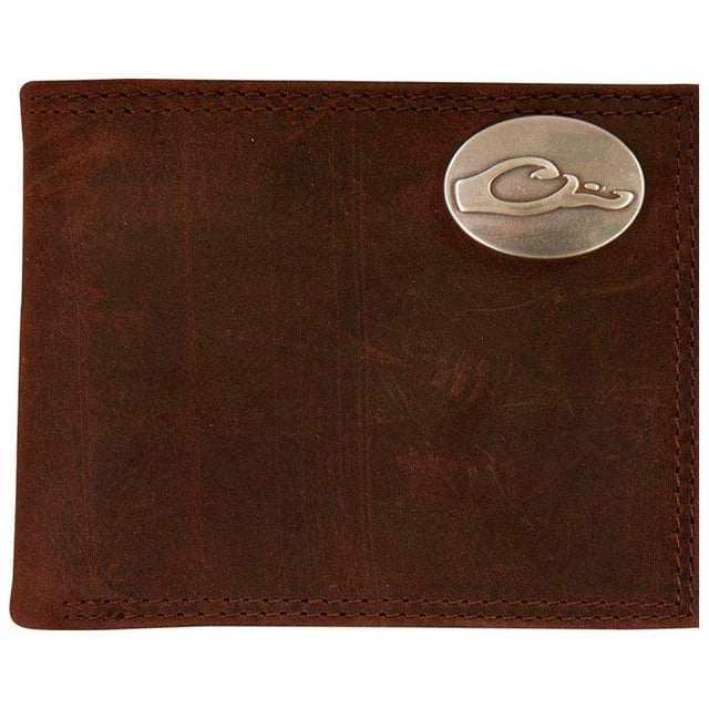Drake Waterfowl Unisex Durable Compact Leather Bi-Fold Wallet with Metal Logo, 4 Card Slots, Flip ID Window & Bill Pocket