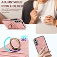 thumbnail image 6 of Fit for Samsung Galaxy S24 Plus Case Card Pocket 360° Rotatable Ring Holder Kickstand, Shockproof Drop Resistant PU Leather Soft TPU Back Protective Phone Case For Samsung Galaxy S24 Plus, Pink, 6 of 9