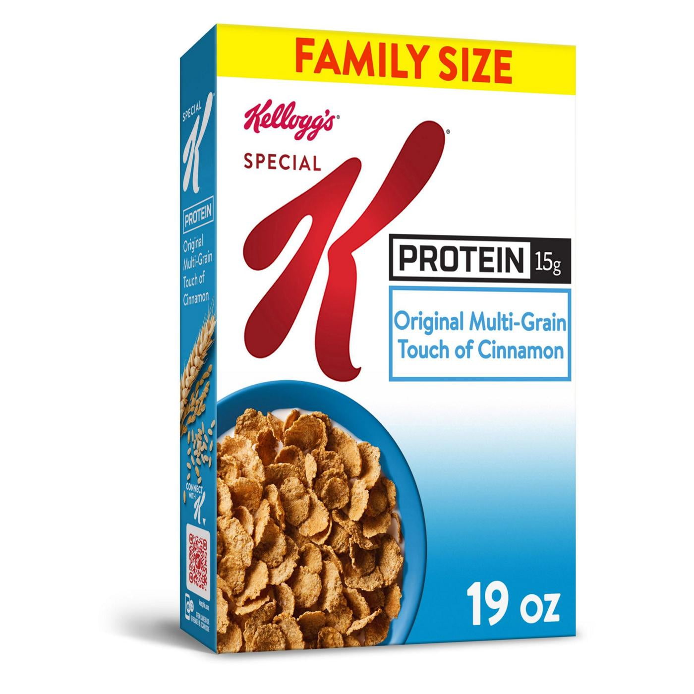 Kellogg's Special K Original Multi-Grain Touch of Cinnamon Protein Cold Breakfast Cereal, Multi-Grain Protein Cereal, Special K Protein, 18oz, Cinnamon Cereal, Breakfast Cereal