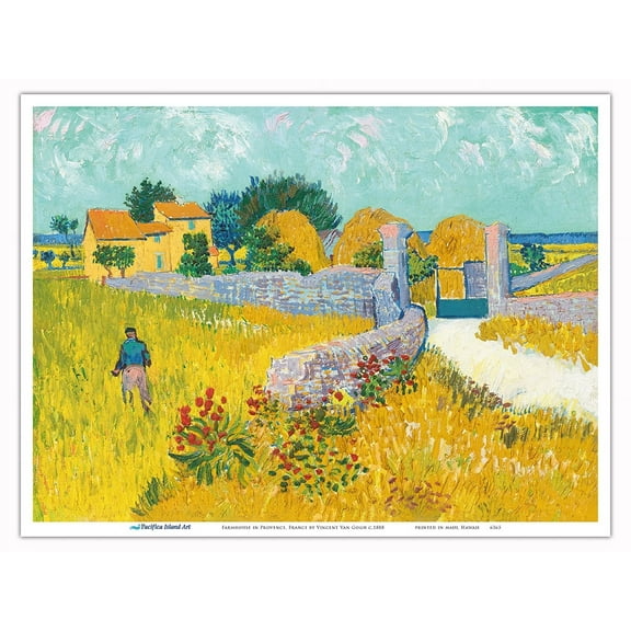 Farmhouse in Provence France - From an Original Color Painting by Vincent Van Gogh c.1888 - Master Art Print (Unframed) 9in x 12in