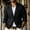 Black, variant on Mens Casual Linen Blazer Men Mid Two Button Outer Coat, Relaxed Unstructured Fit Side Pockets for Semi Formal Daily Work Beige XXXL