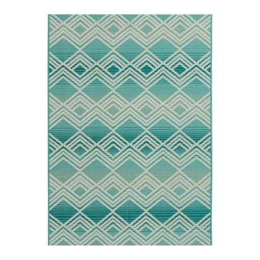 Mainstays 6 x 9 Aqua Geo Outdoor Rug