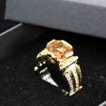 thumbnail image 4 of HAHDAXIA Rectangle Champagne Cubic Zirconia Statement Rings Geometry Crystal Cocktail Stacking Ring Fashion Jewelry Great for Men Boy Gift, 4 of 7