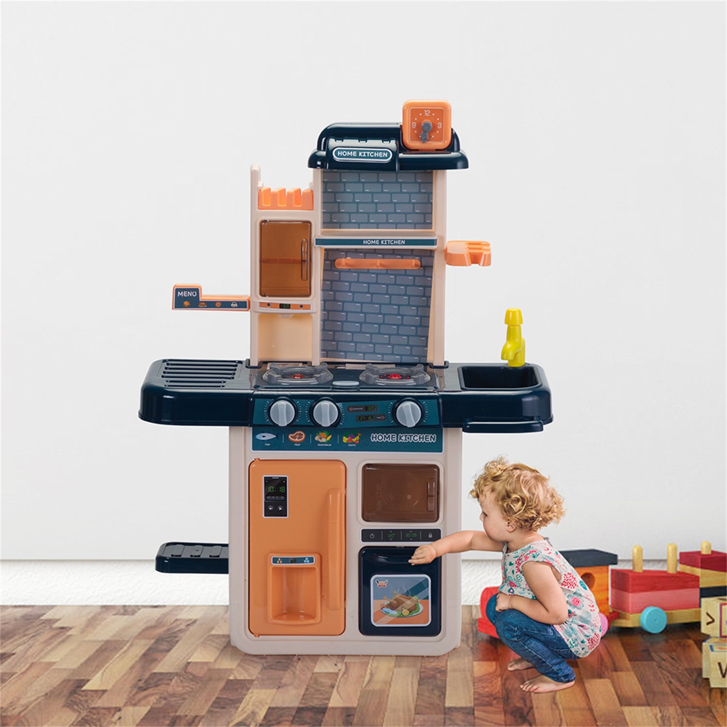 CIPACHO 24.8" Kids Kitchen Playset 42 PCS Toy Accessories Set, Pretend Play Food Set for Boys Girls, Birthday Gift Kids Cooking Toys, w/ Real Sounds and Light CIPACHO 24.8" Kids Kitchen Playset 42 PCS Toy Accessories Set, Pretend Play Food Set for Boys Girls, Birthday Gift Kids Cooking Toys, w/ Real Sounds and Light
