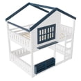 thumbnail image 6 of Harper & Bright Designs Full Size House Bunk Bed with Bookshelf and Window, Full over Full Floor Bunk Bed Frame with Safety Fence and Ladder for Boys and Girls, White, 6 of 12