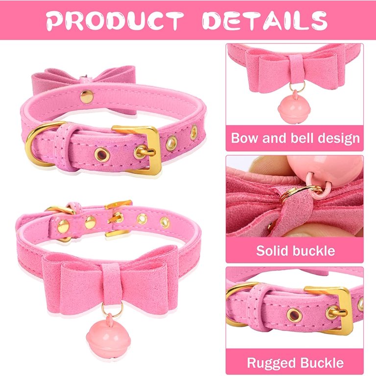 Hot Pink Dog Leash & Collar Set - PU Leather Designer Fashion Pet Collar