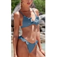 thumbnail image 3 of Sociala Womens 2 Piece Brazilian Thong Bikini Sets Ruffled Triangle Cup Swimsuits, 3 of 5