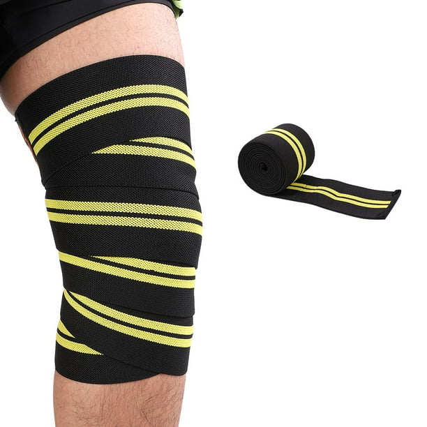 Rodillera elástica para Fitness, correas para gimnasio, levantamiento de pesas, deportes al aire libre (negro y amarillo)