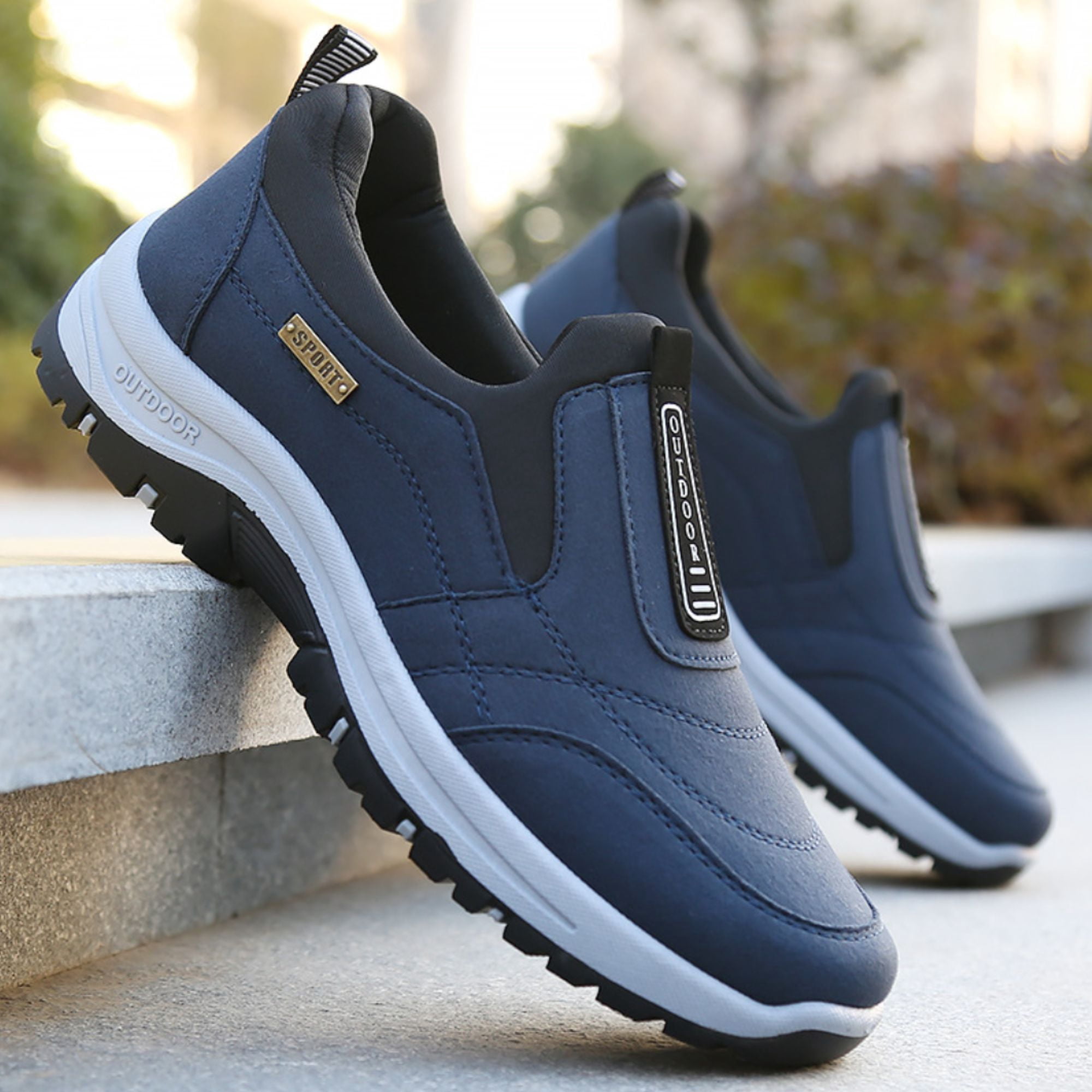 CHICVOMEY Orthopedic Shoes for Men Walking Sneakers with Arch Support Comfortable Slip On Waterproof Hiking Sneakers Outdoor Non Slip Casual Everyday Wear