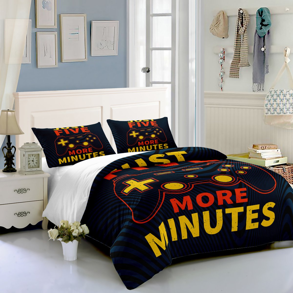 Gaming Duvet Cover Set Full Queen Size for Boys Kids Gamer Comforter