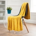 thumbnail image 2 of Chanasya Chenille Chateau Luxurious Knit Throw Blanket with Woven Boarder - Super Soft and Classy Subtle Shimmer for Home Decor, Sofa, Chair, Living Room, and Bedroom (50x65 Inches) Yellow, 2 of 3