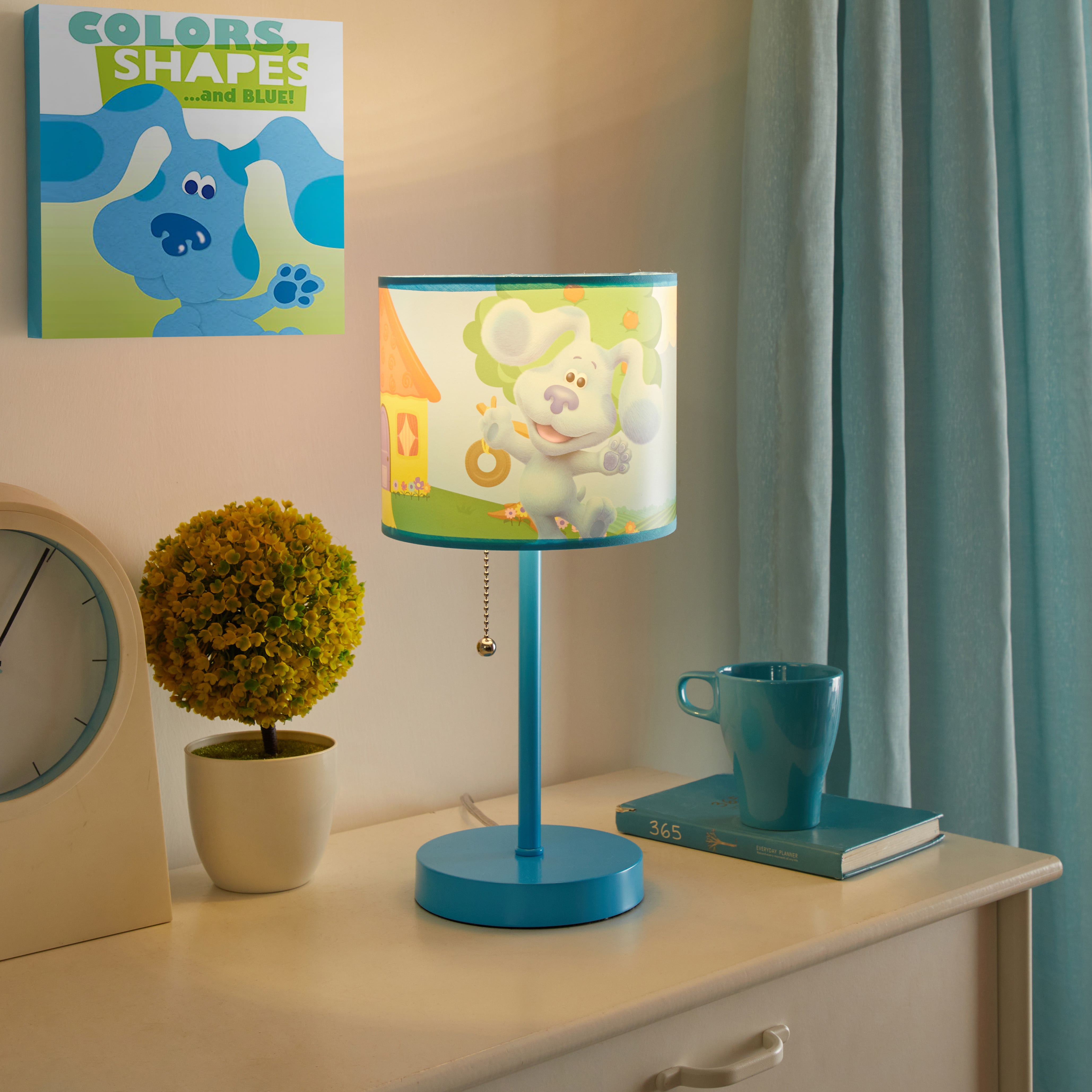 Nickelodeon Blues Metal Clues Stick Table Lamp for Children's Room Décor, Blue