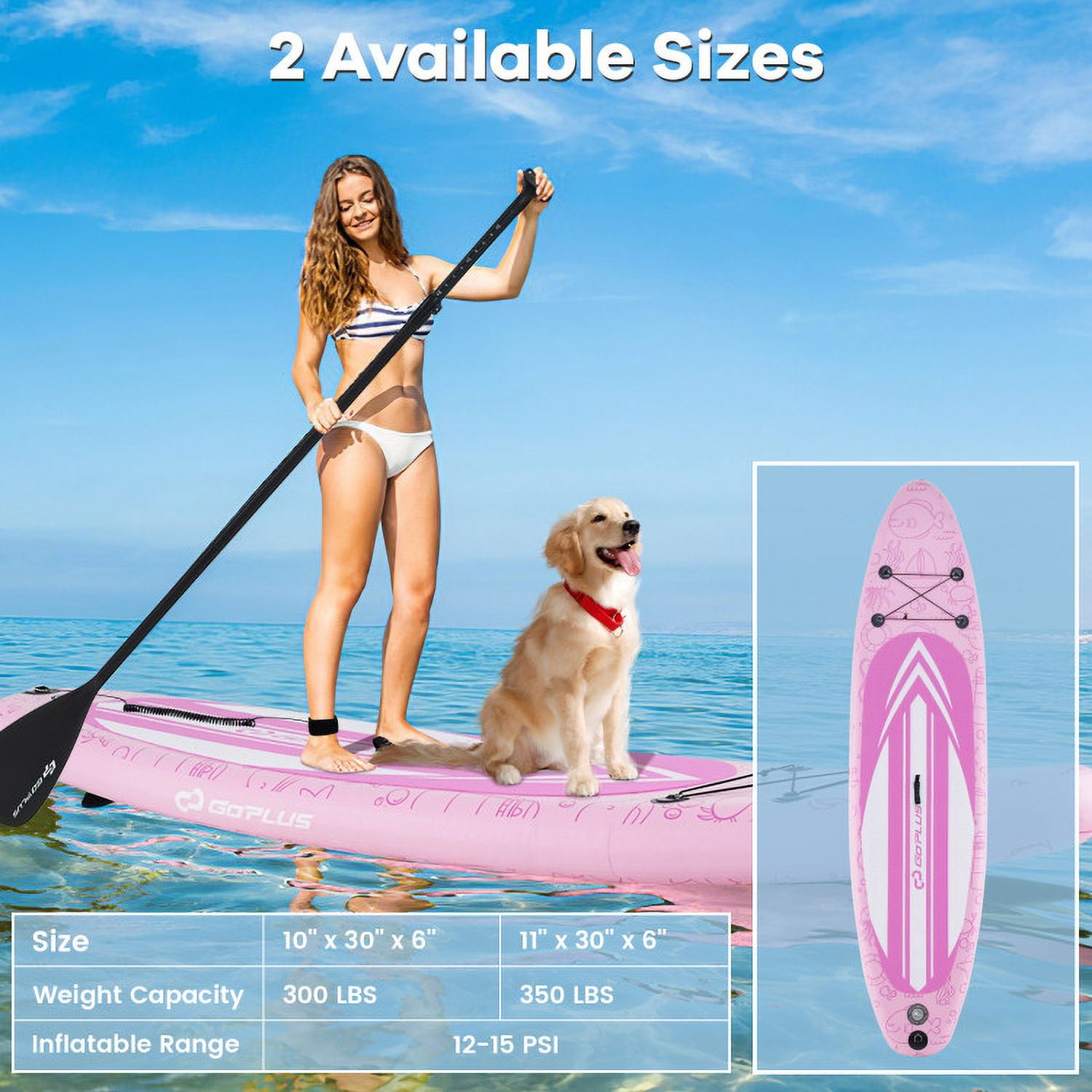 Spaco Inflatable Stand up Paddle Board, iSUP Board Accessories with 3 Fins and Backpack-S, Inflatable Paddle Board for Outdoor