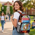 thumbnail image 3 of ZIATUBLES Clear Backpack, Heavy Duty Fabric & PVC Transparent Bookbag with Fire Soccer Ball Print, Large Capacity See Through Backpack for School College Work Travel Security, 3 of 7
