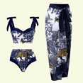thumbnail image 1 of Womens One Piece Tankini Swimsuit with Maxi Wrap Skirt Summer Floral Printed Two Piece Tummy Control Bathing Suit, 1 of 9