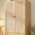 thumbnail image 7 of Armoire Wardrobe Closet with 2 Doors,Wardrobe Cabinet with 3 Drawers,Wooden Large Clothing Storage Cabinet with Hanging Rod,Modern Tall Closet for Bedroom, 7 of 7