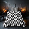 thumbnail image 2 of Homewish Ghost Face Checkered Twin Duvet Cover, Halloween Spooky Grid Twin Bedding, Black White, Black Reversible 2 Pieces, 1 Duvet Cover and 1 Pillowcase, 2 of 7
