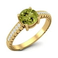thumbnail image 2 of 0.97 Ctw Round Peridot 925 Sterling Silver Gold Vermeil Solitaire Mother's Day Gift Ring, 2 of 3