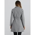 thumbnail image 3 of DARING DIVA Women's Double Breasted Slant Pocket Button Down Belted Coats Grey S, 3 of 6