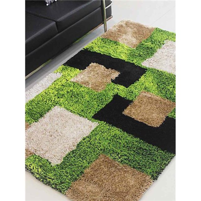 Get My Rugs K00012T1301A11 6 x 9 ft. Hand Tufted Polyester Shag Area Rug, Geometric - Green Beige
