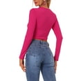 thumbnail image 3 of Allegra K Long Sleeve Casual Top for Women's Cut Out Slim Fitted Basic Crop Tee Tops, 3 of 5