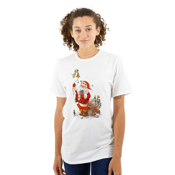 Christmas Santa Claus Jingle Bells Women's Graphic T Shirt Tees Brisco Brands S