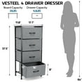 thumbnail image 2 of 4 Drawers Dresser for Bedroom, Vesteel Fabric Chest of Drawers Tall Storage Tower with Wood Top and Sturdy Steel Frame, Storage Organizer Unit for Closet, Living Room, Hallway - Grey, 2 of 7