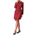 thumbnail image 2 of VESTIDO CAMISERO CASUAL DE MANGA LARGA CON ENVOLTURA FALSA Y BOTONES INSPIRE CHIC L ROJO, 2 of 5