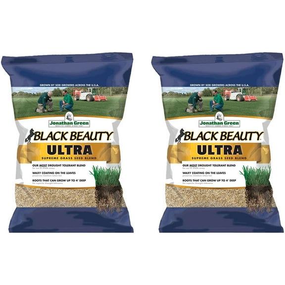 Jonathan Green 10323 Drought Tolerant Black Beauty Ultra Grass Seed Mix for Partial Shade Clay Soil Covers Up to 10,000 Square Feet, 25 Pounds 2 Pack