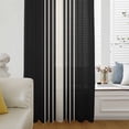 thumbnail image 6 of Black Beige Striped Sheer Curtains 45 Inches Long, Modern Farmhouse Retro Lines Light Filering Curtains, Breathable Simi Curtain Privacy Drapes for Kitchen Bathroom Lightweight Small Window Treatment, 6 of 9