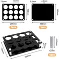 thumbnail image 2 of 1set 12 Hole Acrylic Shot Glass Holder Shot Glass Serving Tray for Bar Wine Shot Glasses Display 3 Rows Black Mini Wine Glasses Storage Organizer Rack for Party Pub Club Family Gathering, 2 of 7