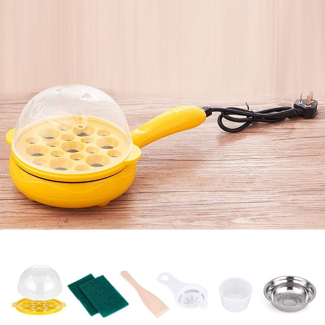 Cocedor de huevos multifuncional 2 en 1, antiadherente, con apagado automático, para el hogar y el dormitorio (amarillo)