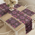 thumbnail image 2 of Ambesonne Floral Table Runner & Placemats, Hippie Flourishing Flowers, Placemat 4 pcs + Runner 12"x90", Chocolate Pink Purple, 2 of 2