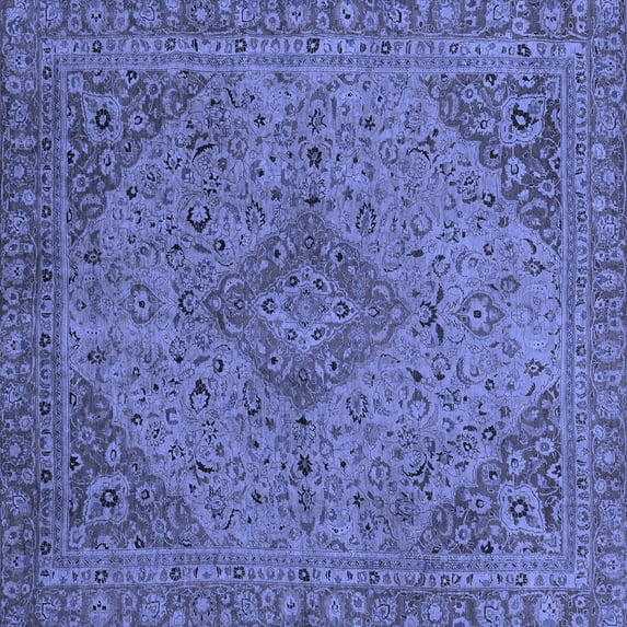 Ahgly Company Machine Washable Indoor Square Abstract Blue Modern Area Rugs, 3' Square