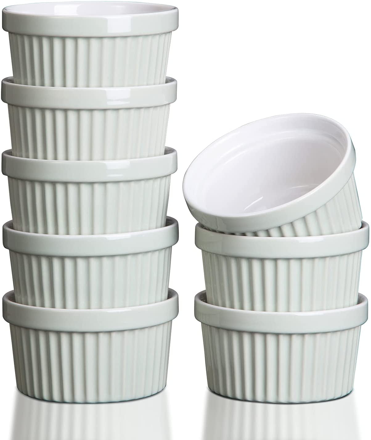 Fashionwu 8 oz Ramekins, Set of 8, Porcelain Ramekins for Creme Brulee