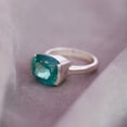 thumbnail image 4 of Solitaire Cushion Paraiba Tourmaline Ring, Half Bezel Set 925 Sterling Silver Ring, Large Vintage Ring, Statement Ring, 4 of 5