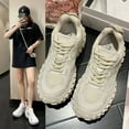 thumbnail image 2 of CatFox Tire Sole Durian Shoes Women Retro Sneakers 2025 New Thick Sole Daddy Shoes Lace-Up Height Increase Shoes, 2 of 14