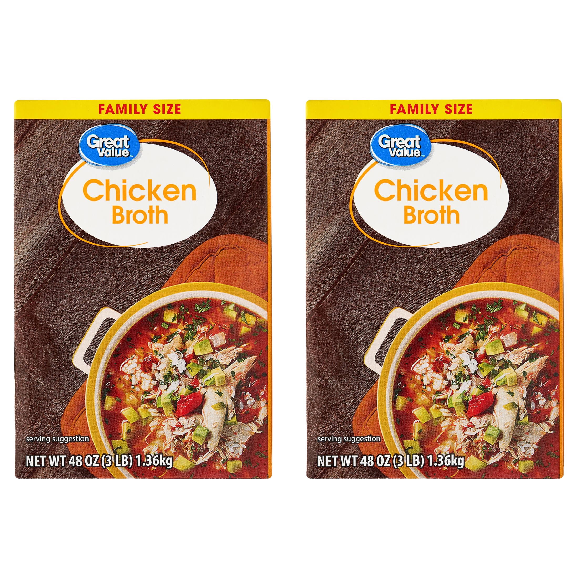 (2 pack) Great Value Chicken Broth, 48 oz