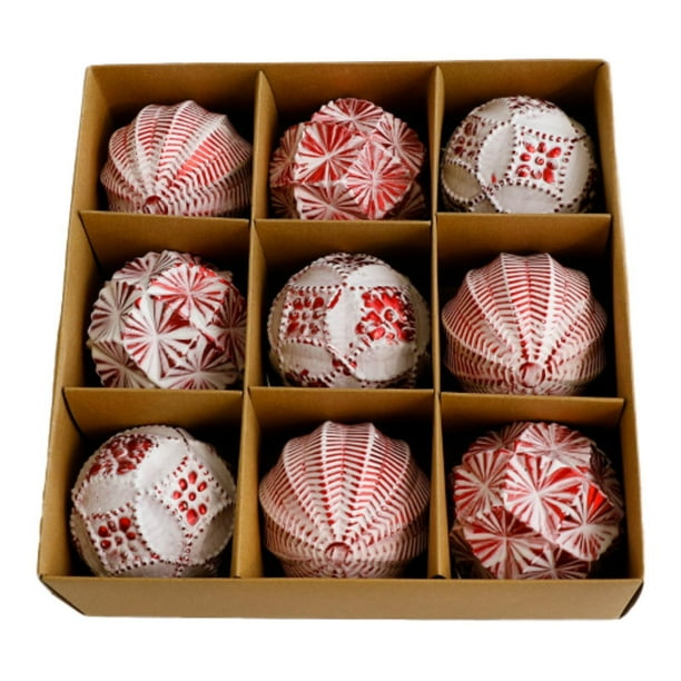 9 piezas de adornos navideños de bolas, pequeños colgantes navideños, bolas navideñas irrompibles rojo