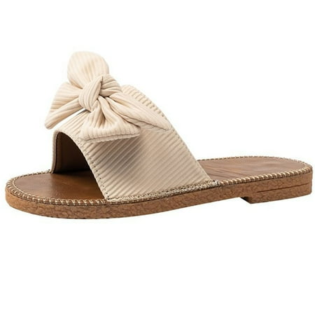 

Women Sandals Clearance 2023! Pejock Women s Flat Sandals Extremely Comfy Slides Sandals Casual Fashion Slippers Solid Color Suede Bowknot Flat Beach Slippers Summer Athletic Outdoor Beach Sandals